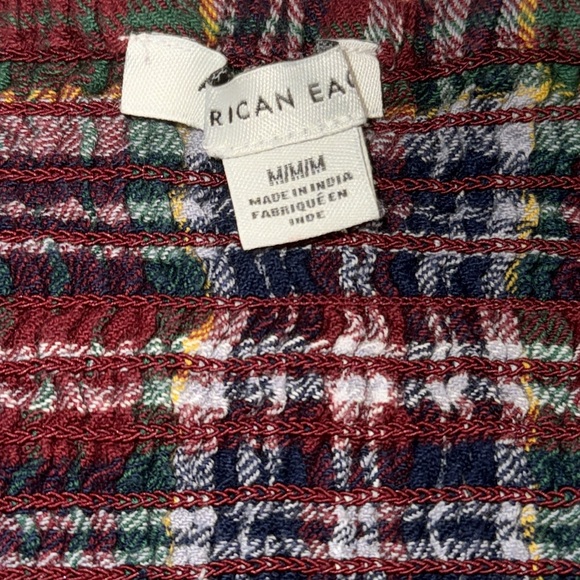 American Eagle Plaid| Puff Sleeve| Smocked Blouse - Picture 11 of 13